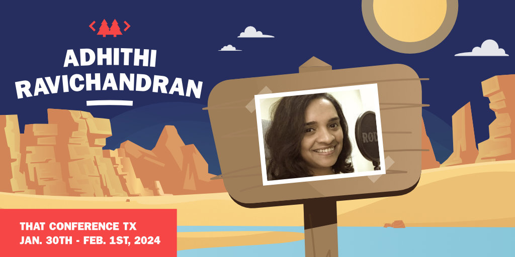 ThatConference's tweet image. Come see Adhithi Ravichandran @AdhithiRavi sharing insights on the Power of React Server Components at THAT Conference Texas this January. Discover the future of web applications and create dynamic experiences. #THATConference #ReactServerComponents that.land/3Pw0dtw