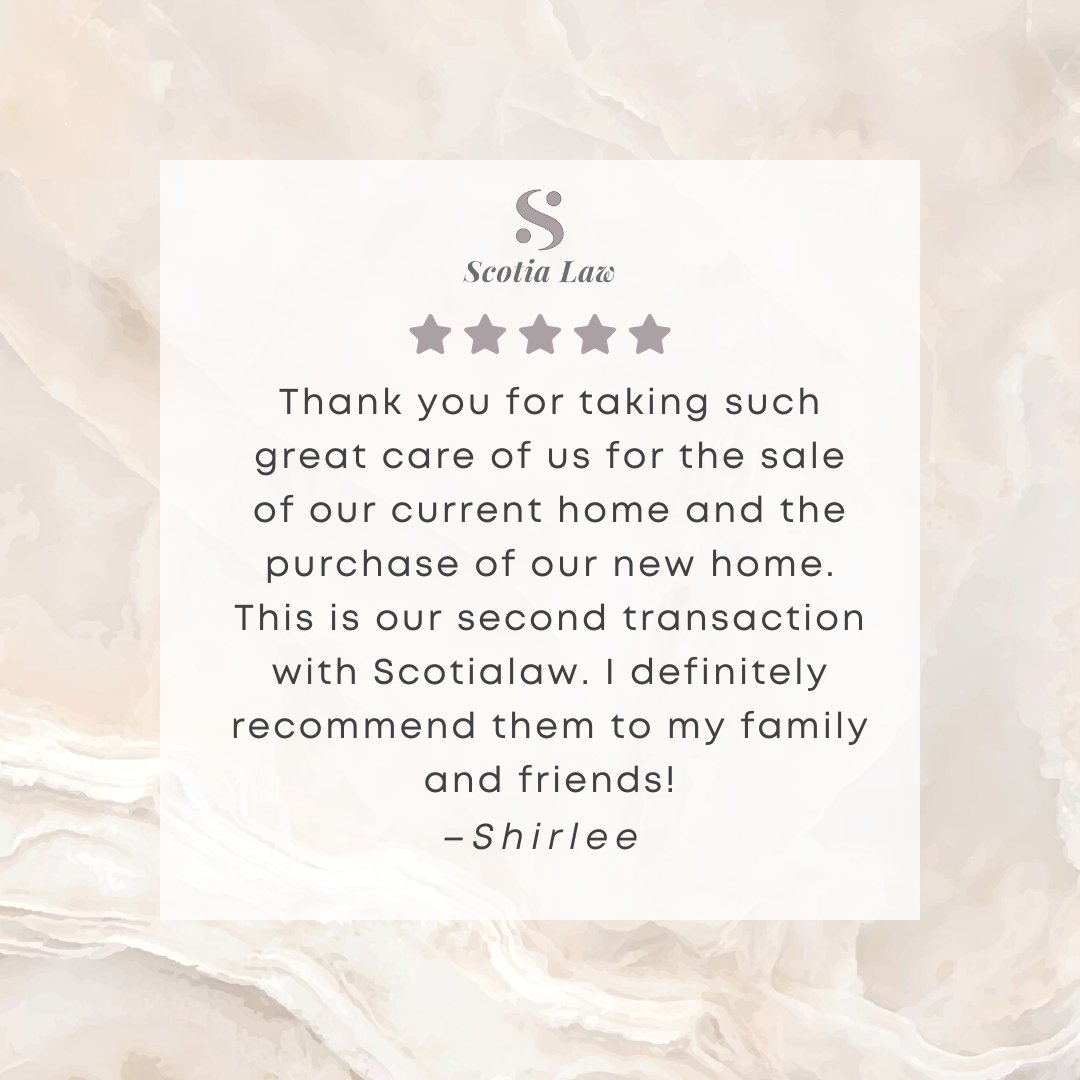 #testimonialtuesday Buying and selling a home at the same time? Our team at Scotia Law will work to make it as seamless as possible! Thank you, Shirlee, for continuing to work with us, we hope you're enjoying your new home!

#halifax #dartmouth #lawfirm #lawyers #realestatelaw