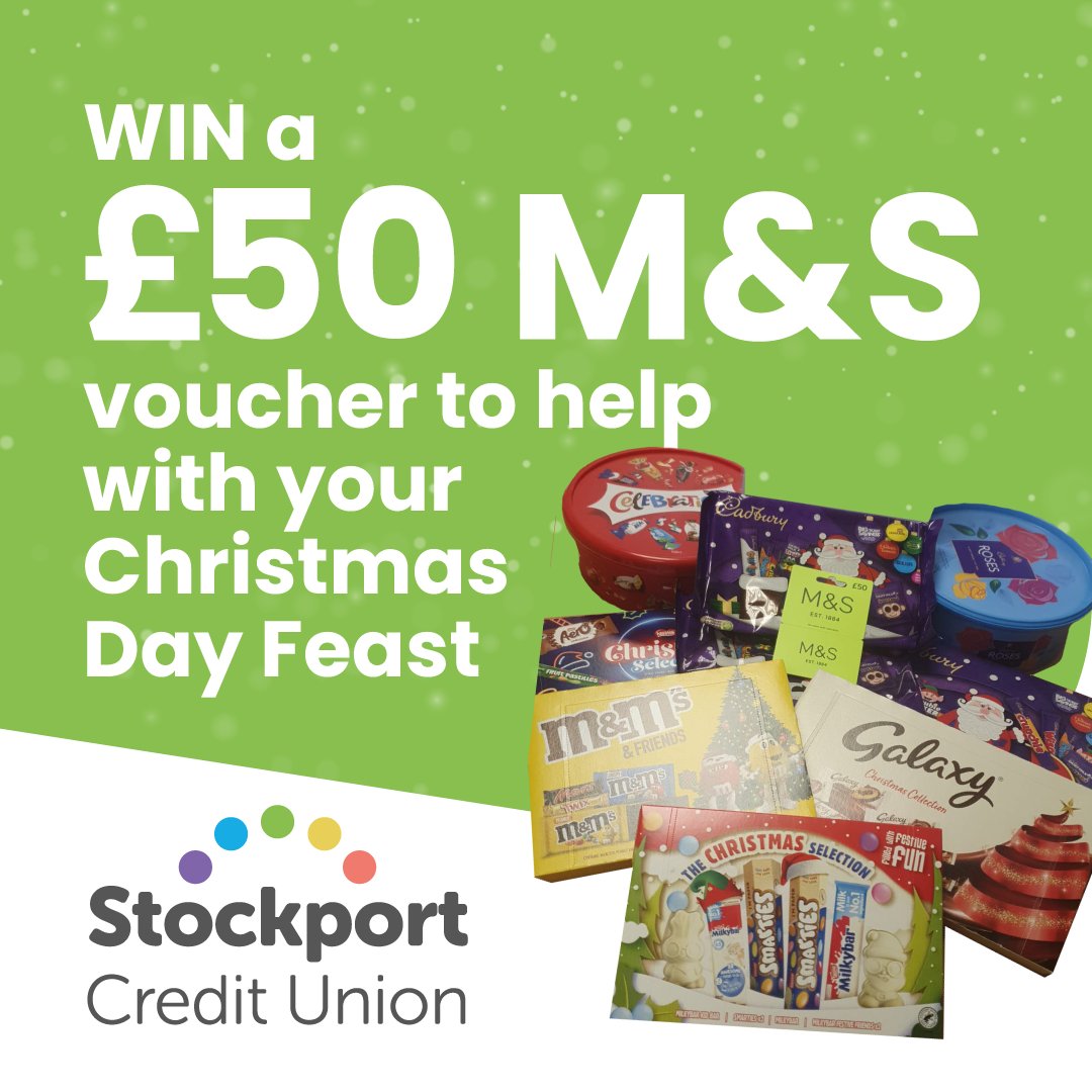 This festive period we’re giving away a £50 M&amp;S voucher to help with your Christmas day dinner. To enter like this post and tag two friends in the comments below.

You can find all the terms and conditions on our website - stockportcu.com/christmas-comp…