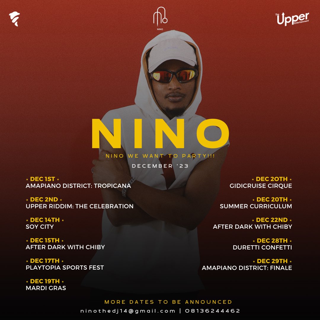boy_niino's tweet photo. December is here, Lagos! 🎉 Save the dates, clear your schedules, and let's turn every event into an unforgettable party! 🕺 More dates coming soon – stay tuned! 🚀 Ready to bring the beats to your event! 🎧📆 

#BookNino #PartyWithMe #DettyDecember #DecemberInLagos https://t.co/X76U9kdR7o