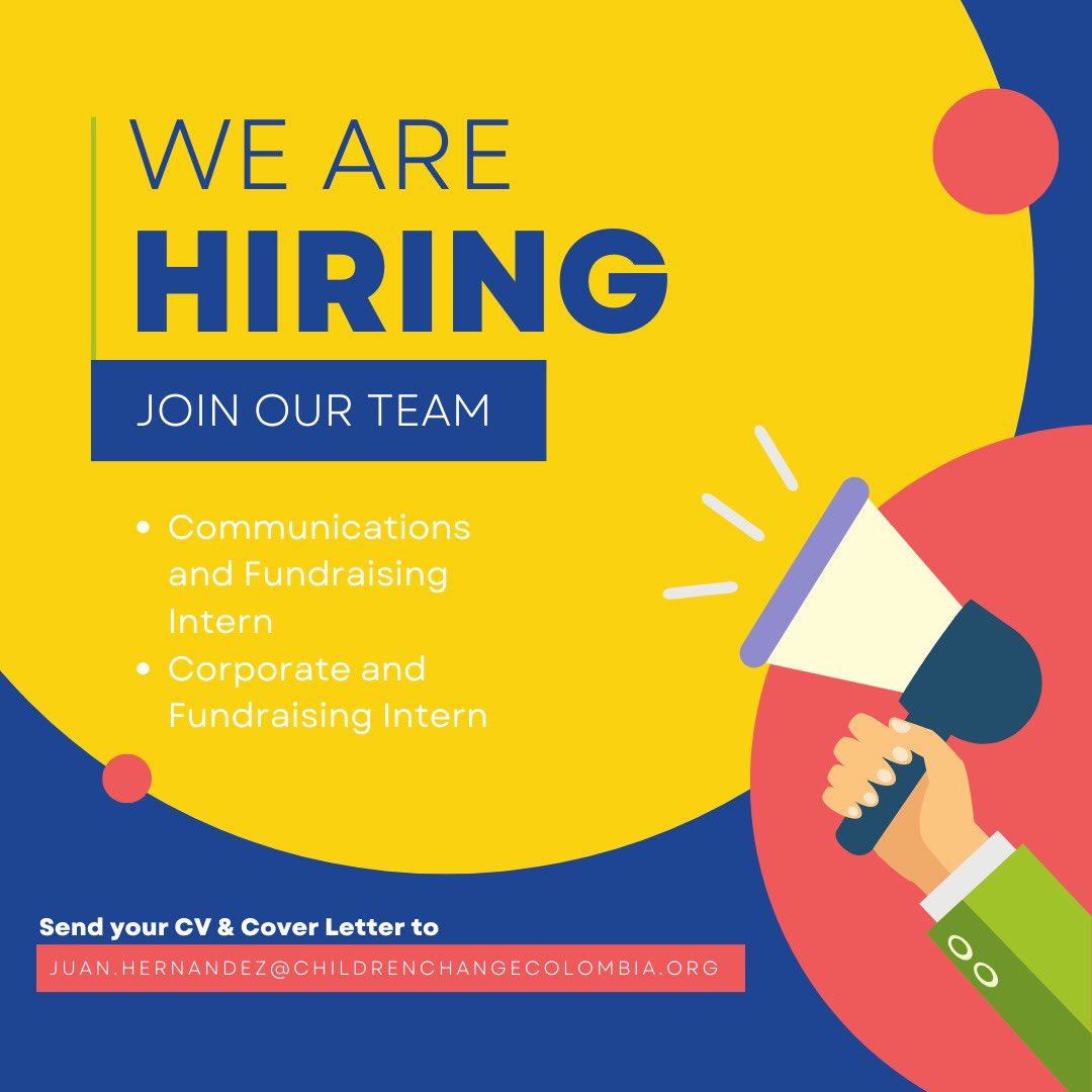 Are you looking for an intership role to grow your experience in the #notforprofit sector and make a difference in children's lives?👧👦 Then check out our vacancies to join our team and help us continue helping Colombian Children childrenchangecolombia.org/vacancies/  🙌