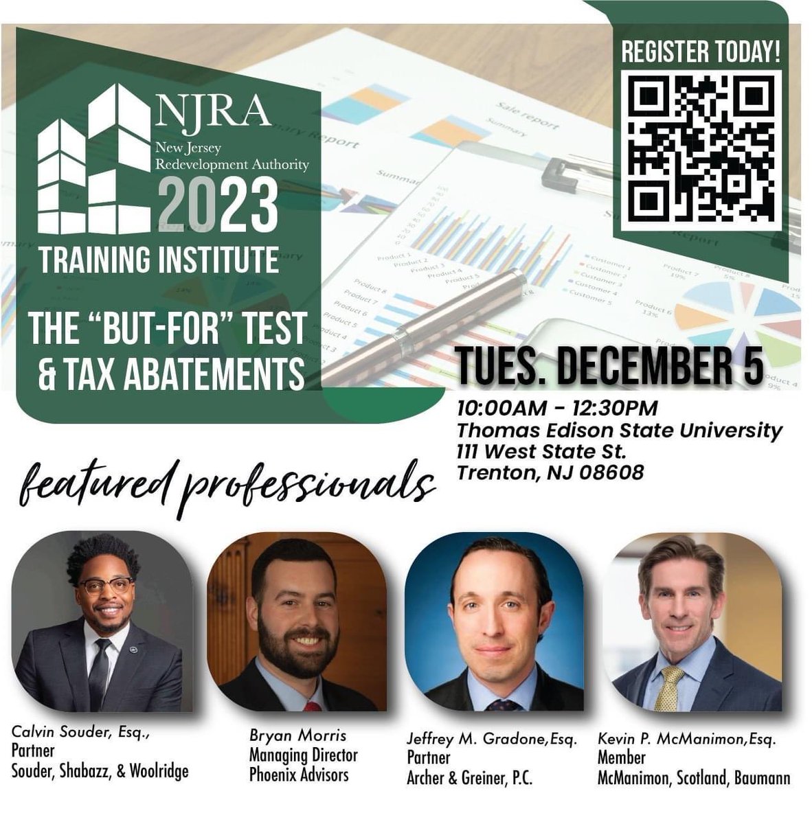 We are one week away from The "But-For" Test &amp; Tax Abatements! There is still time to sign up for $15 and attend in person at Thomas Edison State University. Sign up here ow.ly/MO3K50Qbz0y