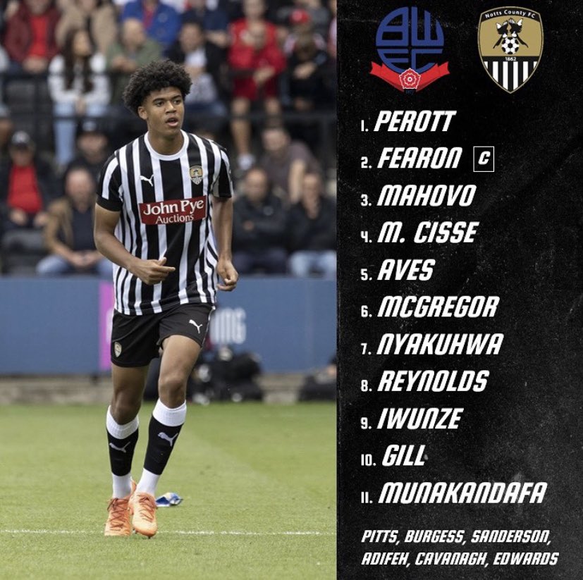 Todays B Team line up vs Bolton Wanderers Under 21’s.