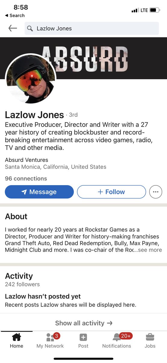 stephentotilo's tweet photo. Longtime senior Rockstar developers are gathering at Absurd Ventures. The company, started by Rockstar co-founder Dan Houser, recently hired GTA V/RDR2 senior writer Michael Unsworth as its head of story. Lazlow Jones listed as a co-founder. 

Via BeGeek https://t.co/lIFNB48Li4 https://t.co/HY4Sgh6xeZ
