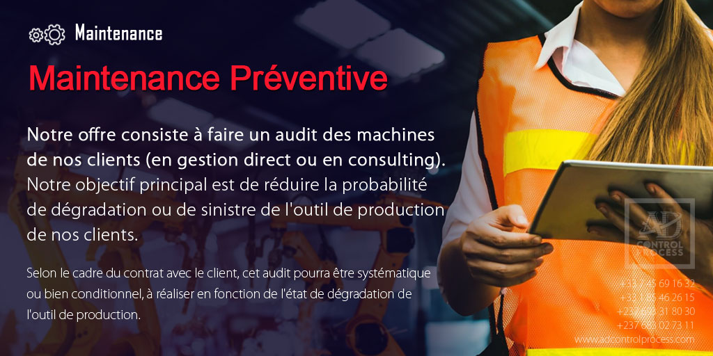 adcontrolp's tweet image. 𝐌𝐚𝐢𝐧𝐭𝐞𝐧𝐚𝐧𝐜𝐞 𝐏𝐫𝐞́𝐯𝐞𝐧𝐭𝐢𝐯𝐞
Selon le cadre du contrat avec notre client, cet audit pourra être systématique ou bien conditionnel, à réaliser en fonction de l&apos;état de dégradation de l&apos;outil de production.
adcontrolprocess.com/sous-prestatio…
#Automation #controlProcess
