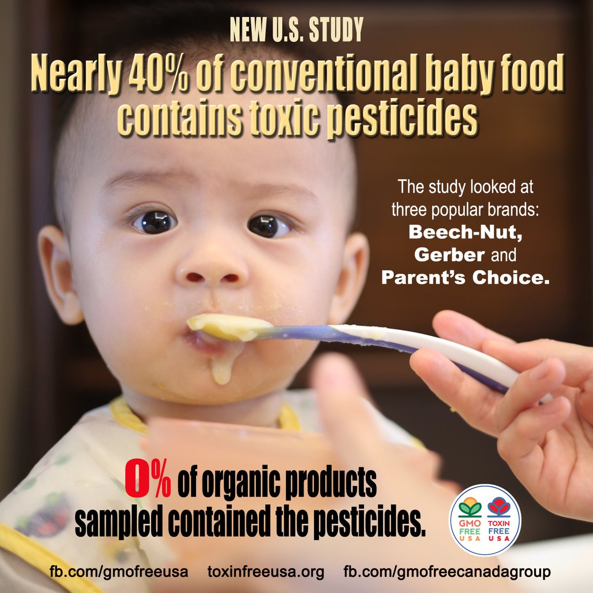 Yet another reason to buy organic. Nearly 40% of conventional baby food products analyzed in a new U.S. study were found to contain toxic pesticides. theguardian.com/environment/20…