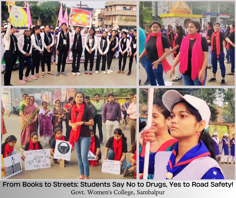 DHE_Odisha's tweet photo. In the gentle embrace of the morning light, our students marched on the streets, rallying against #drug abuse and promoting #roadsafety measures. Their slogans were a mix of urgency and conviction- "Say no to drugs, drive with care," and "Safety first, every journey, every mile." https://t.co/tukRXoyXOY