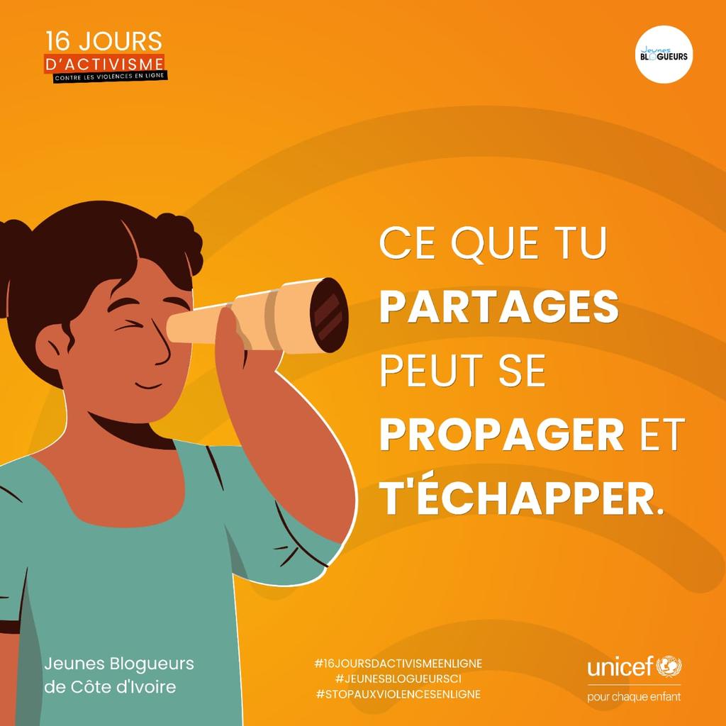 N'oubliez pas soyez prudent sur les réseaux sociaux et sur internet .

#enlignesansviolence #16Days #JeunesBlogueursCi #blograouf