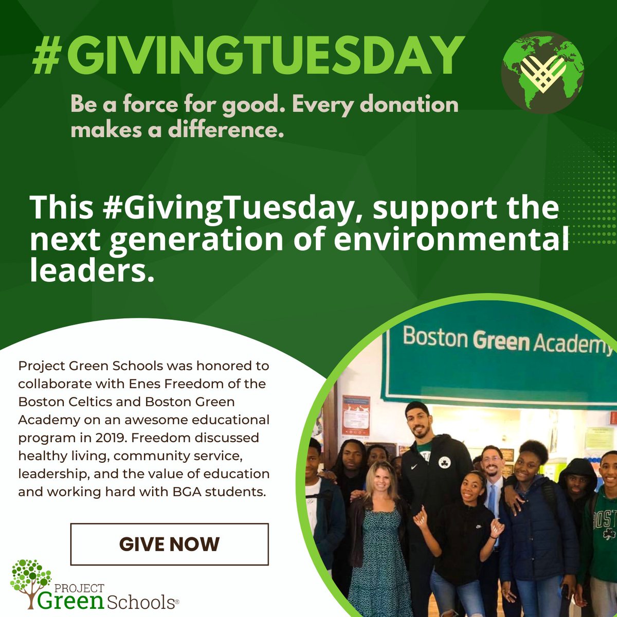 greenschoolsorg's tweet photo. After Black Friday and Cyber Monday, join us in kicking off the holiday giving season this #GivingTuesday. Your generosity helps empower youth to drive positive change and create a healthier environment for students, schools, and communities.
https://t.co/9xbLzBrBdH https://t.co/w7WI2N1n2a