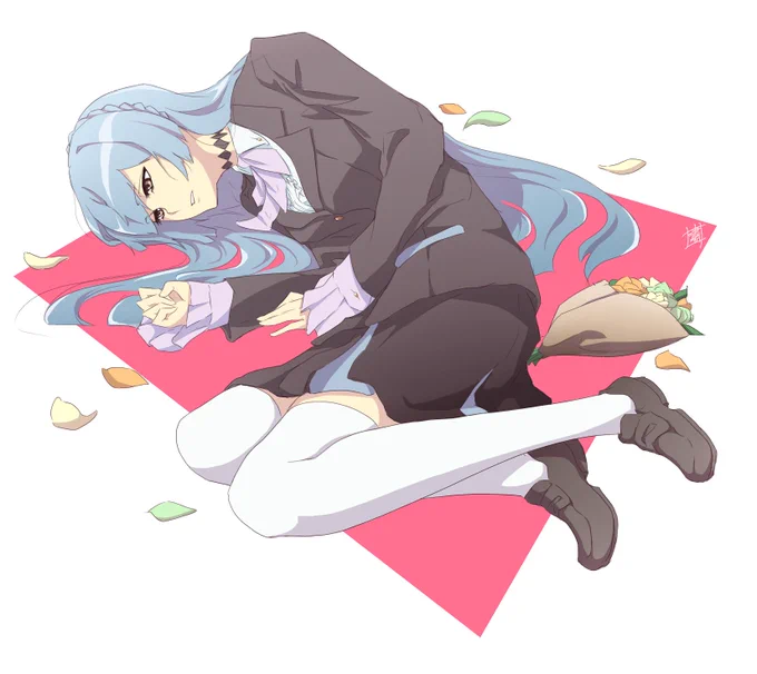 ニーハイの絵全然なかった。かなり古い絵ばかり。キズナイーバーののりちゃん、セブンスドラゴンのヤイバ、艦これの秋津洲 #いいニーハイの日 
