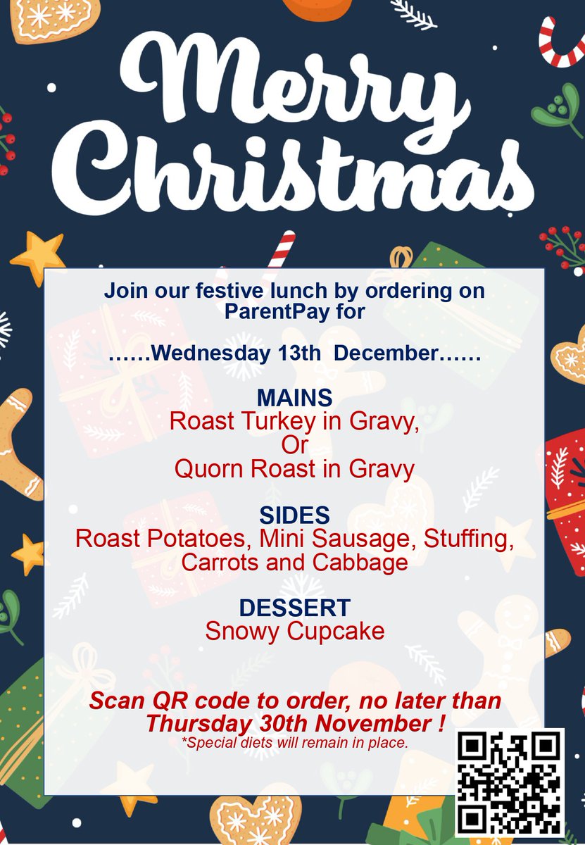 Don't forget to order your child's Christmas Dinner via ParentPay by Thursday 30th November #TABisFAB