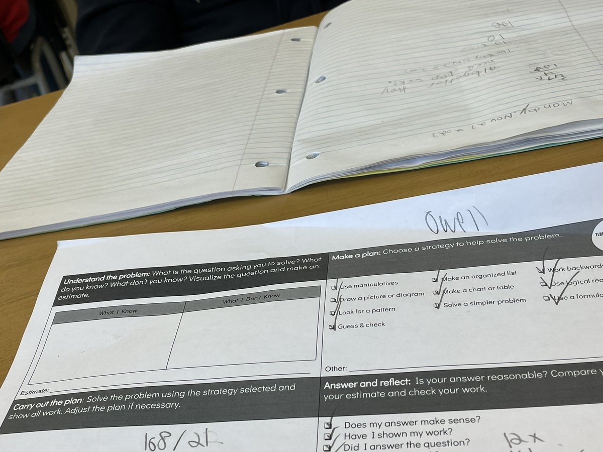 KPMansonps's tweet image. Mrs. Everitt’s class is practicing using the problem solving model during their math warm up time this morning. Owen shared that he would use the stack and multiple strategy”. Nolan chose to use manipulative’s. Jordan drew representations.  Way to go grade 6/7’s!  @TLDSB