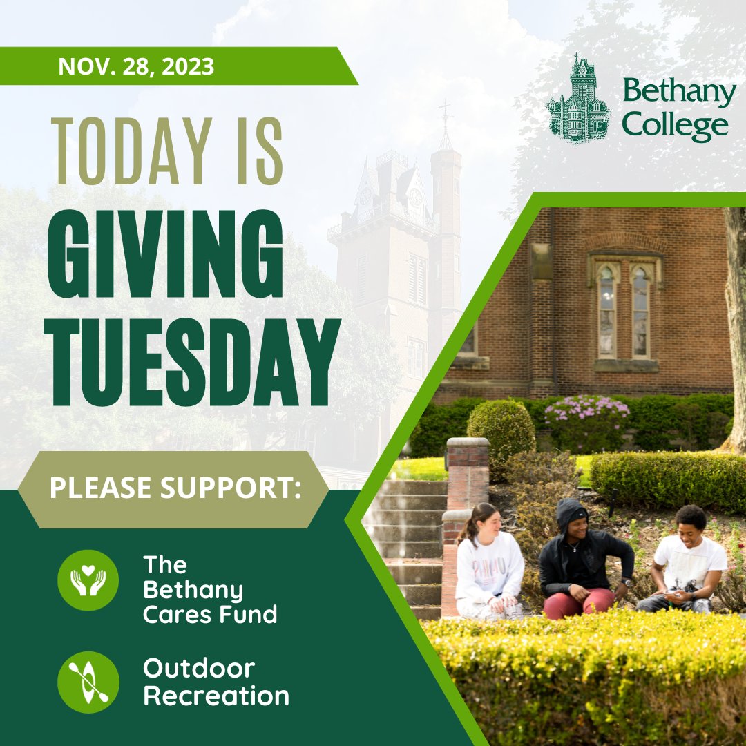 It's #GivingTuesday, and we're on a mission! Help Bethany College thrive in outdoor recreation and make a difference through the Bethany Cares Fund. Every gift counts! Let's unite for positive change. 

Make a Gift Today: fundraise.givesmart.com/f/4ho7/n?vid=1…