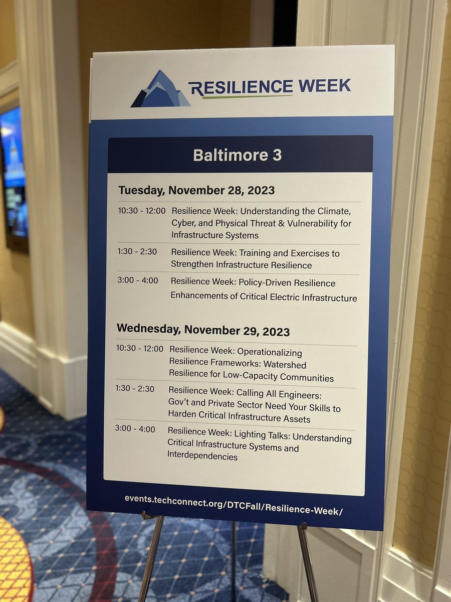 #ResilienceWeek2023 attendees will we see you in Baltimore 3 or Baltimore 4 today? Here's your guide to plan your sessions and make the most of #ResilienceWeek2023 and #DTC2023.