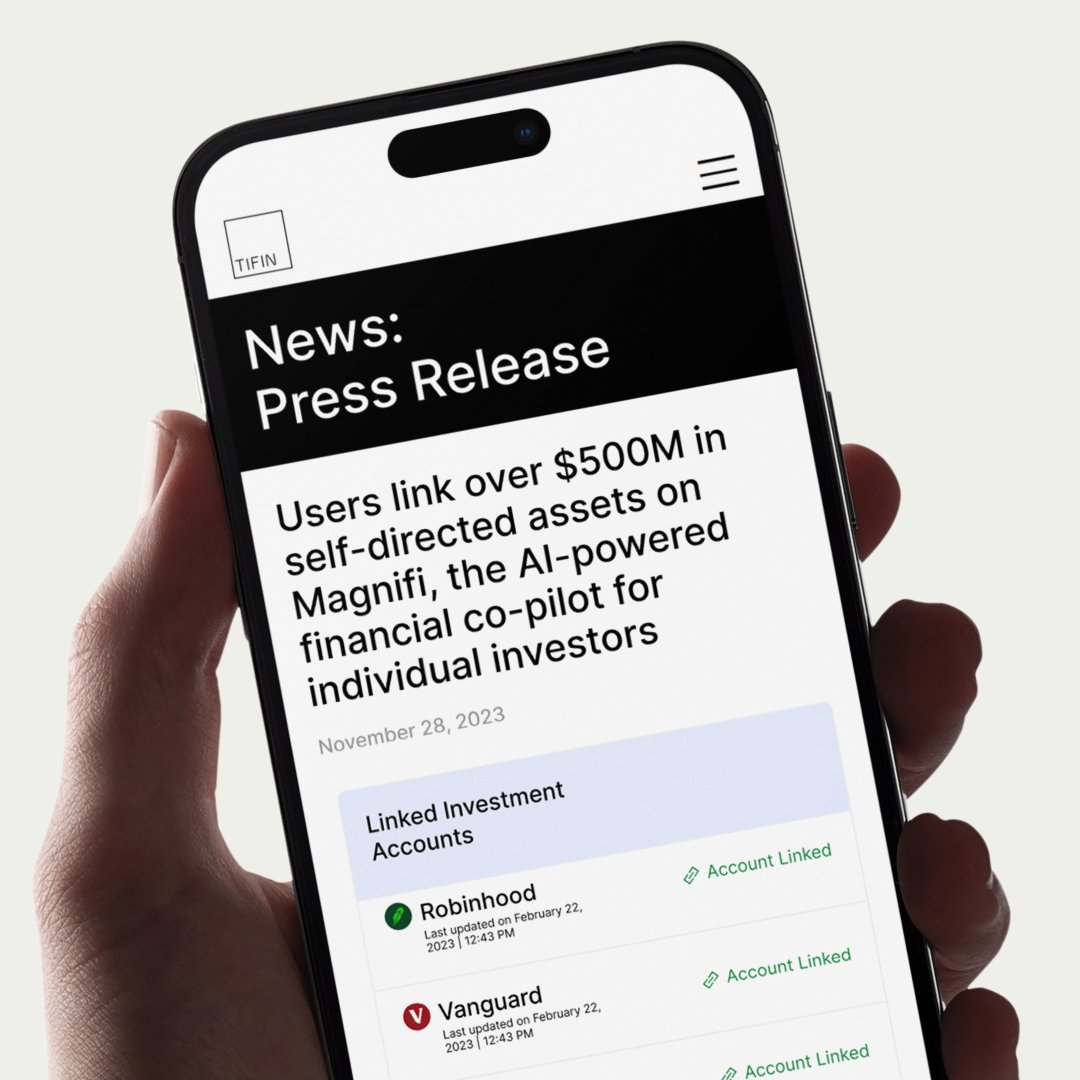 Over 45,000 subscribed users on Magnifi have now connected over half a billion dollars in assets, marking a milestone for #AI’s impact on empowering everyday investors. Will you be next to link your portfolio to Magnifi? Try it today… magnifi.com/?utm_medium=or…