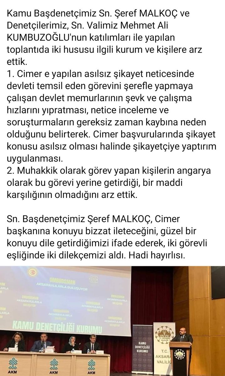 gezeradnan's tweet photo. Toplantıda iki hususu arz ettik. Teşekkürler Sn.  Başdenetçimiz ve Sn. Valimize bu fırsatı tanıdıkları için. Hadi hayırlısı. @malikumbuzoglu @aksarayvaliligi https://t.co/hDUbT9X6Sb
