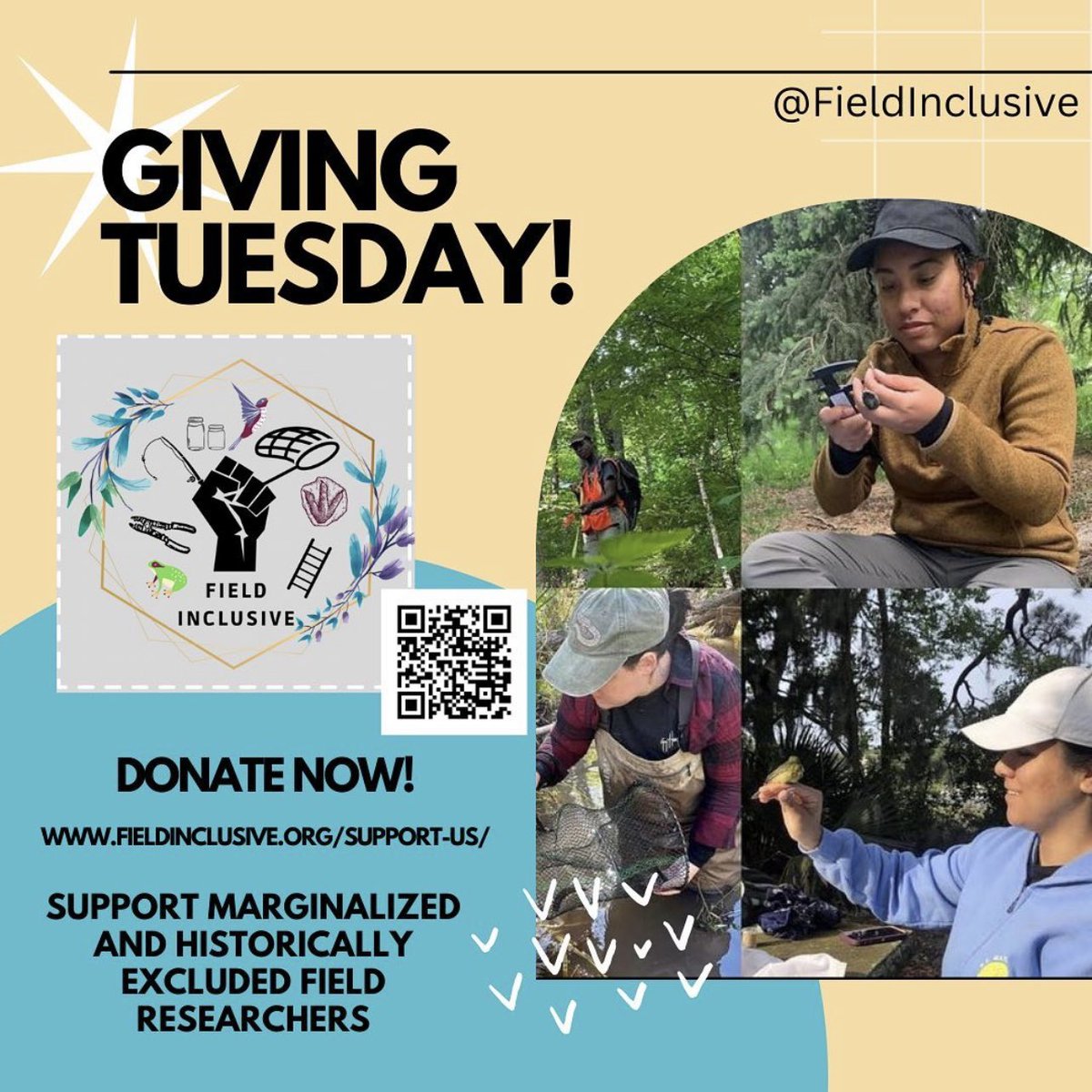 Happy #GivingTuesday! What better way to give today than to support marginalized and historically excluded field researchers? Your donation will go towards those who might not otherwise receive financial support.

Give Today: paypal.com/donate/?hosted…