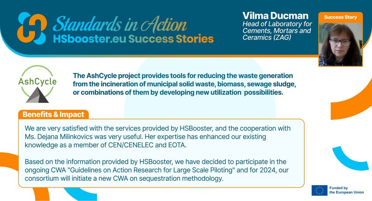 📌 #HSbooster at <a href="/Enlit_Europe/">Enlit Europe</a>

👀 How do we support your #research project #standardisation activities?

🚀 Check out the #HSbooster <a href="/VilmaDucman/">Vilma Ducman</a> <a href="/AshCycleProject/">AshCycle</a> success story testimonial!