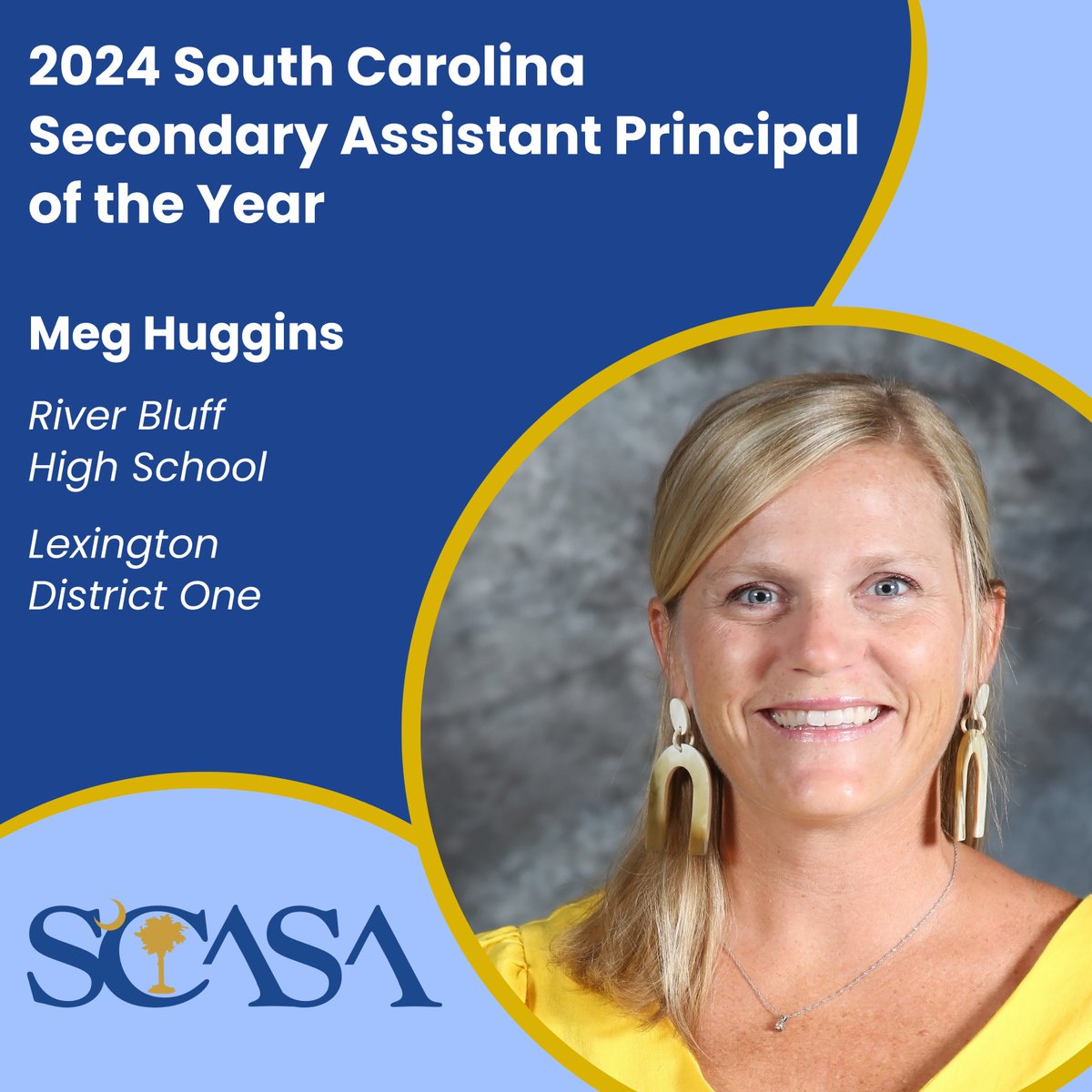 SCASAnews's tweet photo. We are proud to announce that @MegHHuggins is the 2024 SC Secondary Assistant Principal of the Year! Meg is an AP at River Bluff High School in @LexingtonOne, and she serves as the @RBHSGators Academic Dean for Innovation. Congratulations Meg! 👏🎉👏

#LeadershipMatters https://t.co/TwYklldZoB