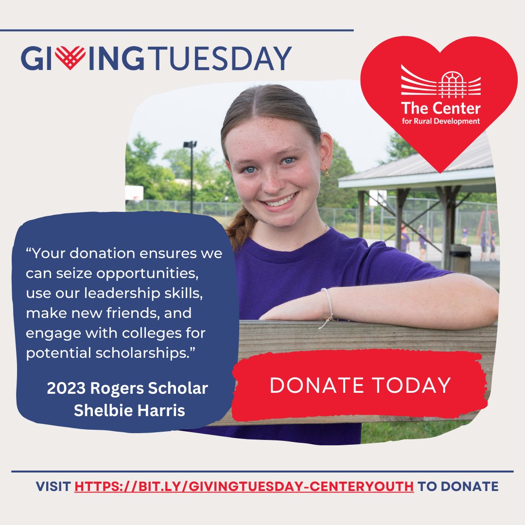 Donate today on #GivingTuesday to help support our youth programs. You are investing in the lives of young people in Southern and Eastern Kentucky, like Shelbie, whose life was changed forever because of Rogers Scholars. To donate, visit bit.ly/givingtuesday-….