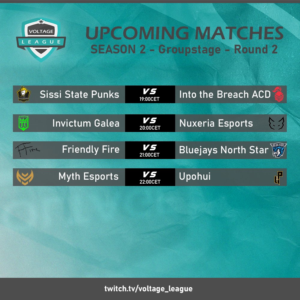 VoltageSeries's tweet image. our schedule of round 2 of the groupstage

🎙️Caster: @pr0text 
👀Observer: @rouwen2000 
🖥️Production: @NanosTilen 

📺: twitch.tv/voltage_league