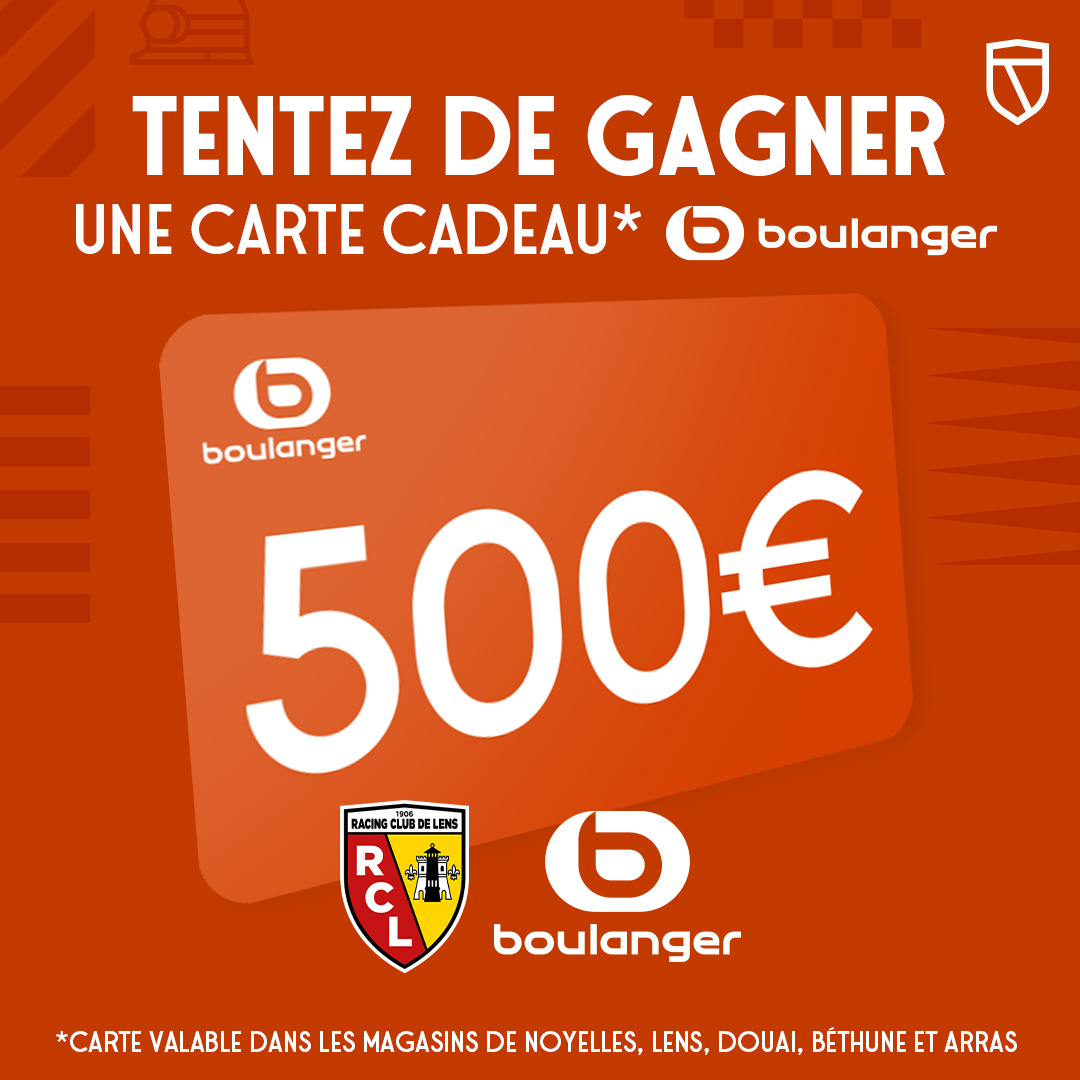 Boulanger vous donne 𝒄𝒂𝒓𝒕𝒆 blanche ✅

Partenaire Premium du Racing Club de Lens, <a href="/boulanger/">Boulanger</a> vous offre la possibilité de remporter une carte cadeau de 5⃣0⃣0⃣€ !

Pour tenter votre chance ⤵
RT + follow @rclens + follow <a href="/boulanger/">Boulanger</a>

Tirage au sort du gagnant le 10/12