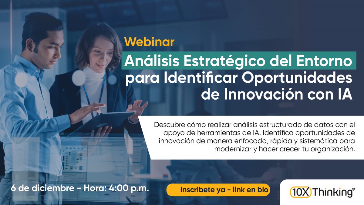 10Xthinking_Col's tweet image. 🚀 Únete al webinar "Análisis Estratégico del Entorno para Identificar Oportunidades de Innovación con IA".  Miércoles 6 de diciembre a las 4:00 p. m. Regístrate aquí
teams.microsoft.com/registration/t…