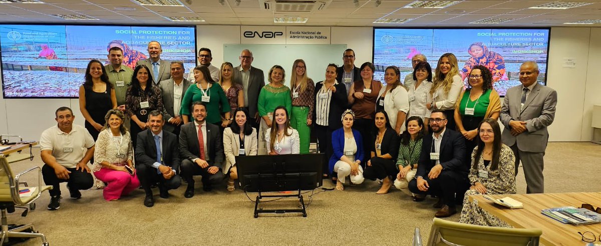 Last week kicked off of a 🌎 workshop on #SocialProtection for fisheries & aquaculture that focused on: 👉 🇧🇷's remarkable 30-year history with unemployment insurance during fishing closures, the 'Seguro Defeso' 🤝 Sharing experiences with partner countries 🇹🇳 🇨🇴 & 🇵🇾