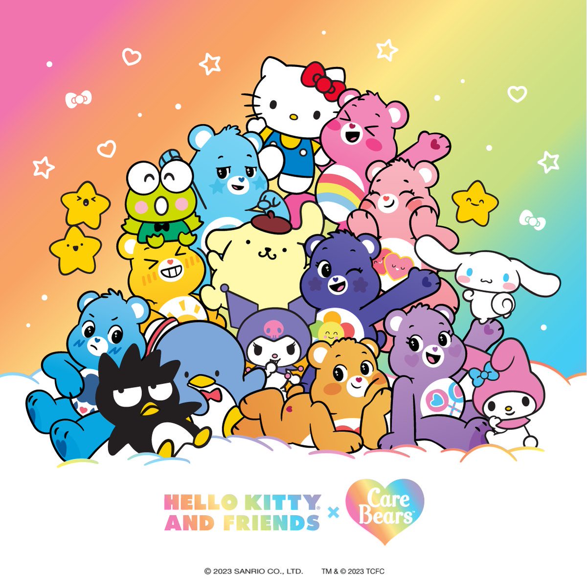 You can never have too many friends 🌈🎀 Hello Kitty and Friends x Care Bears is coming very soon! #HelloKittyxCareBears
