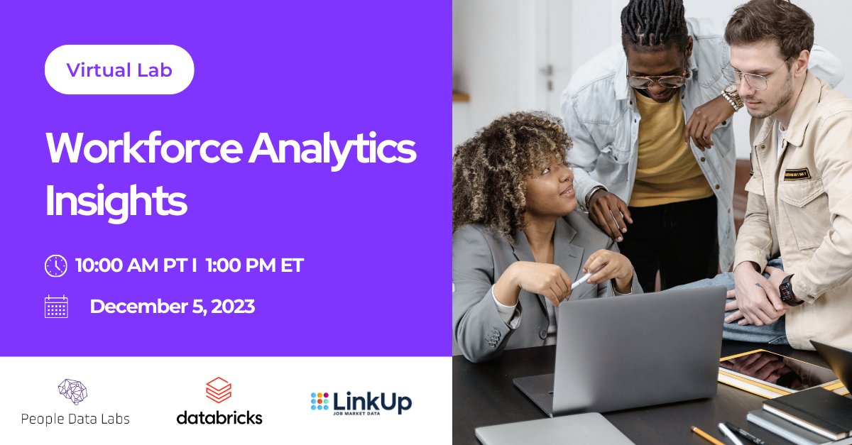 Join @Databricks, @PeopleDataLabs, and LinkUp for a virtual hands-on lab on talent intelligence analytics. Learn how to develop a data-driven talent acquisition strategy and connect raw data sources to actionable insights.  hubs.la/Q02bc0K40

#peopleanalytics #FutureofHR