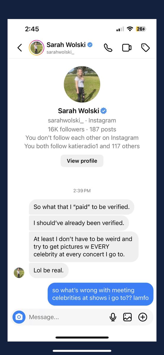sarahracist's tweet photo. @sarahwolski1 harassing and bullying a fan yet again. https://t.co/T1MPMHtuyR