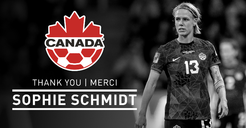 CANWNT's tweet photo. Sophie Schmidt Retirement Tribute 🍁

The final matches of a legendary @CANWNT career.

Vancouver Tickets 🎫: https://t.co/q6ek7Rur4Q

Click Below for Full Video 👇
