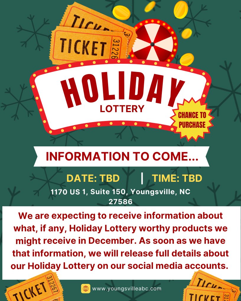 We are expecting to receive information this week about what, if any, Holiday Lottery worthy products we might receive in December. As soon as we have that information, we will release full details about our Holiday Lottery on our social media accounts. Stay Tuned!!