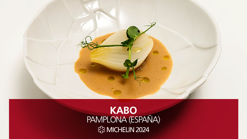 Nuevo 1 #EstrellasMichelin #GuiaMICHELIN2024: @RestauranteKabo, Pamplona. Aaron Ortiz y Jaione Aizpurua son el alma de Kabo, un restaurante de cocina actual que apuesta sin reservas por la excelsa huerta navarra y sus productores. ¡Descúbrelo! #MICHELINSTAR24 #GUIAMICHELINESP