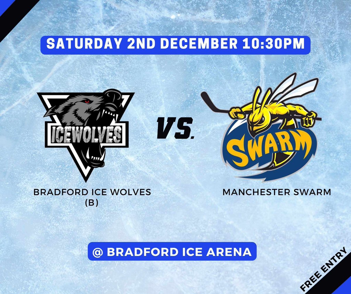 The new season kicks off with a home game Vs  Manchester Swarm.

Come down and enjoy the thrills of the game.
Bring a friend, and a drink and we'll provide the entertainment

.
.
.
.
#BradfordIceWolves #WolvesOnThree #IceHockey #EIHA #BeerLeague #HockeyFamily #BradfordIceArena
