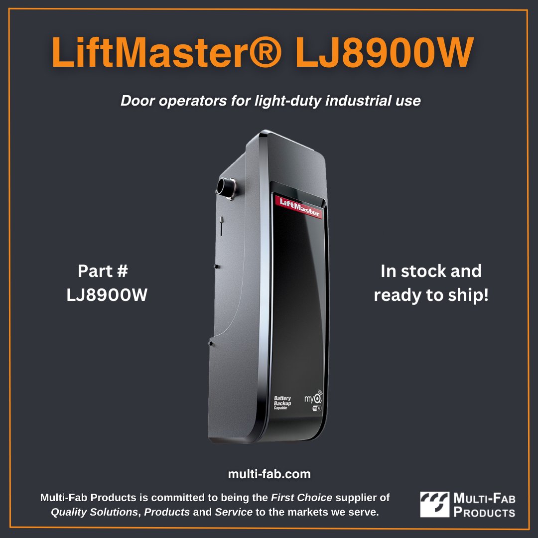 Looking for a reliable and efficient operator for your small commercial doors? The wall-mounted LiftMaster® Jackshaft Door Operator (Part #: LJ8900W) is ideal for applications using smaller commercial doors with light-duty cycle requirements.

#LiftMaster #DoorOperator