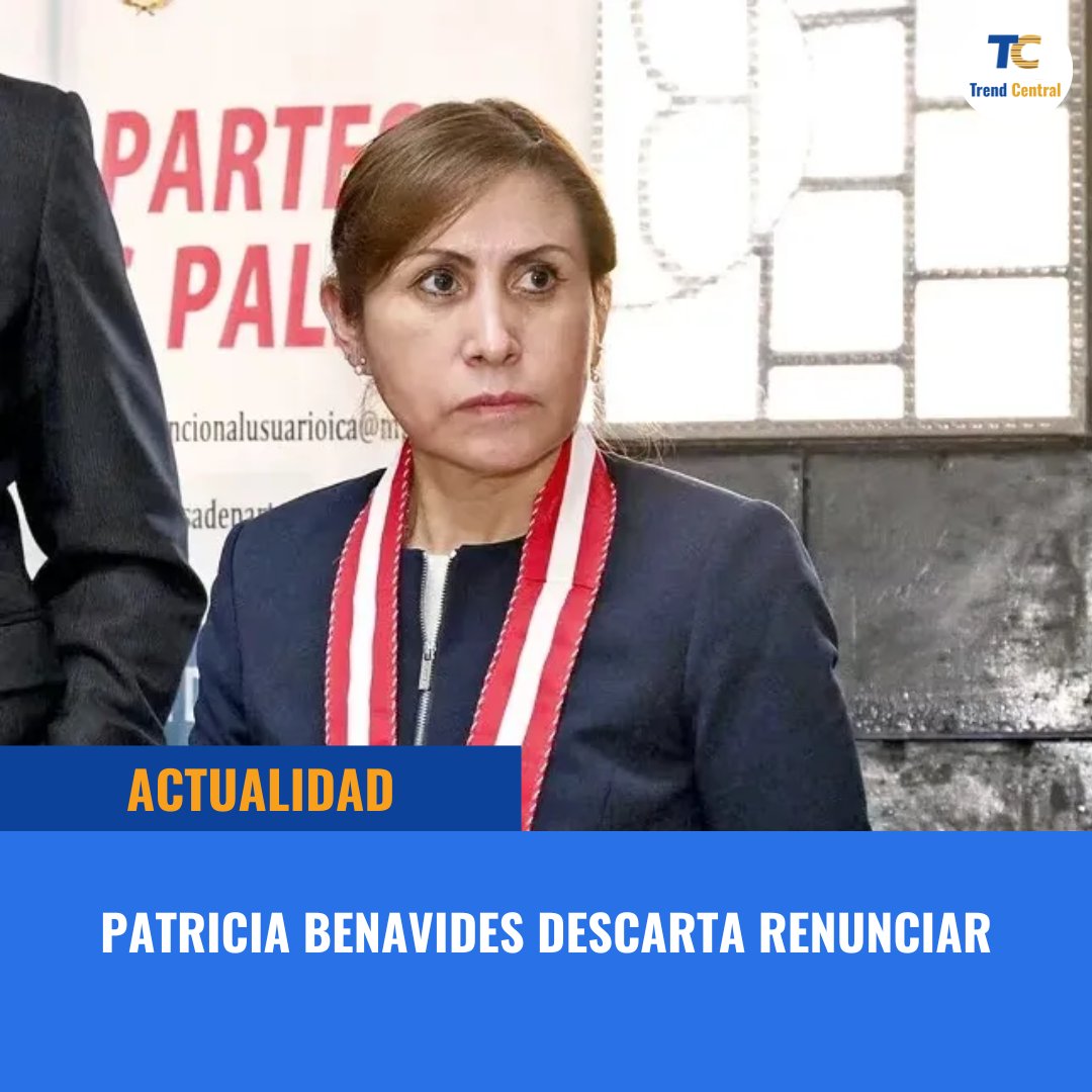 trendcentralpe's tweet photo. Luego de horas sin pronunciamientos, la titular de la Fiscalía, Patricia Benavides, ofreció una declaración pública en la que descartó renunciar al cargo, pese a ser acusada de dirigir una organización criminal. 
Conoce más en nuestro sitio web:
https://t.co/QANWJBQXca https://t.co/L8VdemNuKU