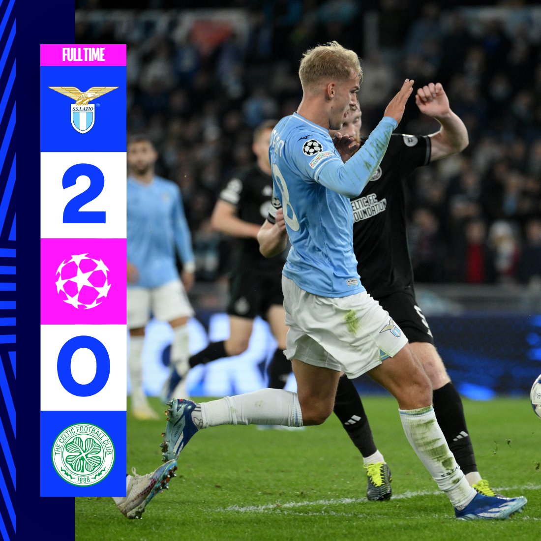 OfficialSSLazio's tweet photo. FT | #LazioCeltic 2-0

⏹ FINISCE QUI! @ciroimmobile ci regala una vittoria pesantissima 😍

#UCL | #CMonEagles 🦅 https://t.co/yM0rr9TW6l
