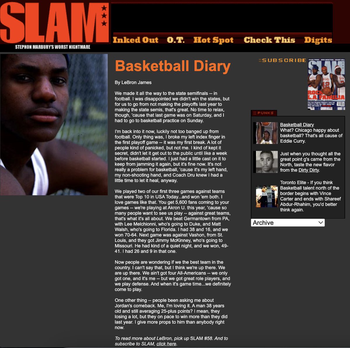 A screenshot of SLAM's website on Feb 7, 2002 And I agree - a 38-year-old averaging 25+ points per game is crazy