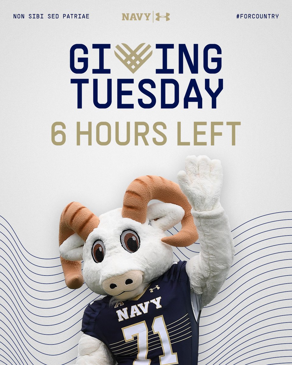 There's just 6 hours left of #GivingTuesday‼️ Thank you to everyone who has donated. Your contributions will make a huge difference in the lives of our Midshipmen student athletes on and off the field! For more info and to donate visit the link below navysports.com/sports/2022/9/……