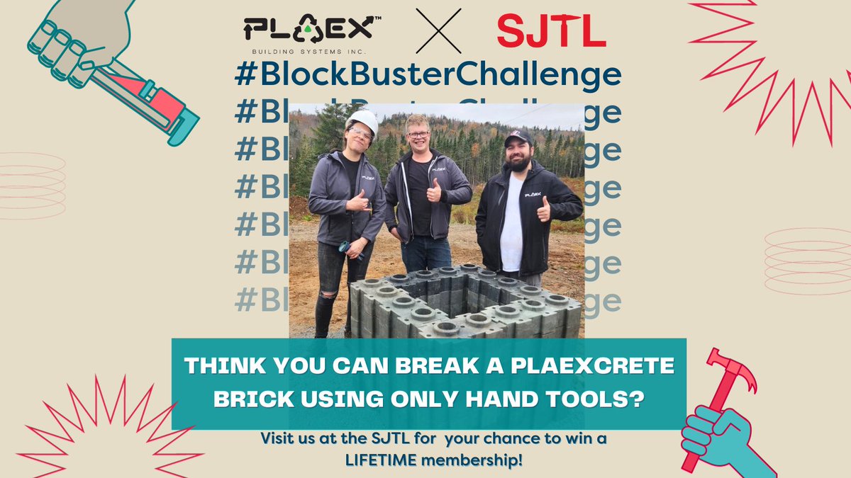 Last week we announced a new partnership with circular economy champions @PLAEXBricks & now we are introducing the #BlockBusterChallenge Think you can break a PLAEX brick using only hand tools? Test your skills and WIN a LIFETIME Membership to SJ Tool Library!