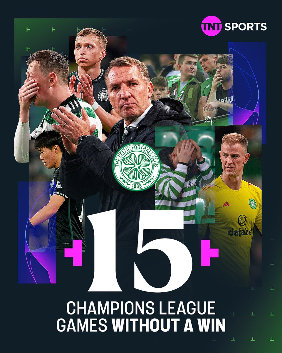 Celtic become the first British side in history to go 15 games without a win in the Champions League 😳