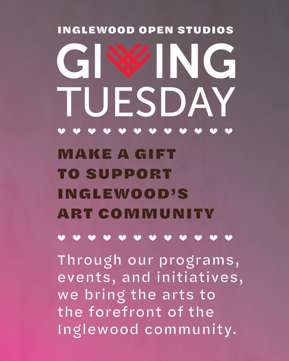 Join us in making a difference! #GivingTuesday #art #supportlocal #supportlocalartists #artists #arteducation #artorganization

inglewoodopenstudios.org/donate