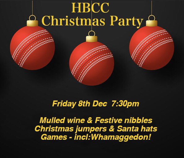 HaleBarnsCC's tweet photo. 🎄 HBCC Christmas Party 🎄

Join us at Brooks Drive on Friday 8 December for some festive fun! 

#HBCC | #Cricket | #HaleBarns https://t.co/xltD18kPFU