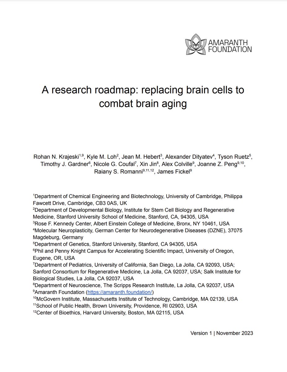 RohanKrajeski's tweet image. Delighted to announce the release of the Amaranth Foundation's latest white paper on combating brain aging (and 🧵👇):
static1.squarespace.com/static/64becfb…