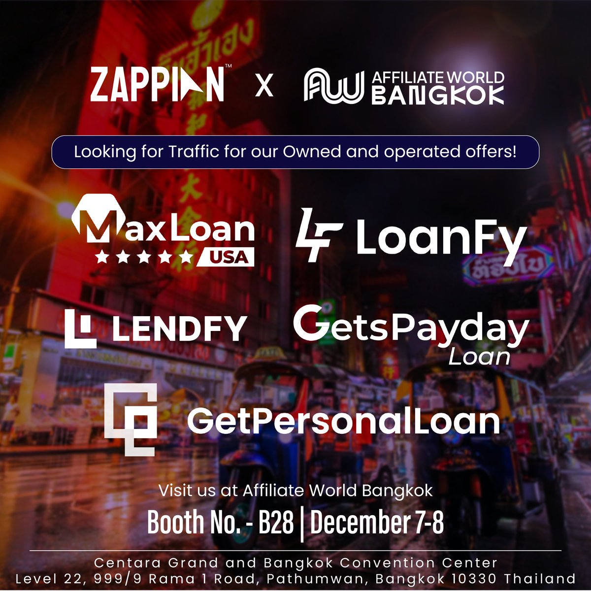 ZappianM's tweet image. Are You Looking to monetize your traffic? 🚀 Meet us at @AWConferences Booth B-28! 

Connect with us by clicking the link below 👇

zurl.co/aVyz 

#AWC2023 #affiliateworldconferences #AWAsia #Bangkok #Affiliatemarketing #traffic