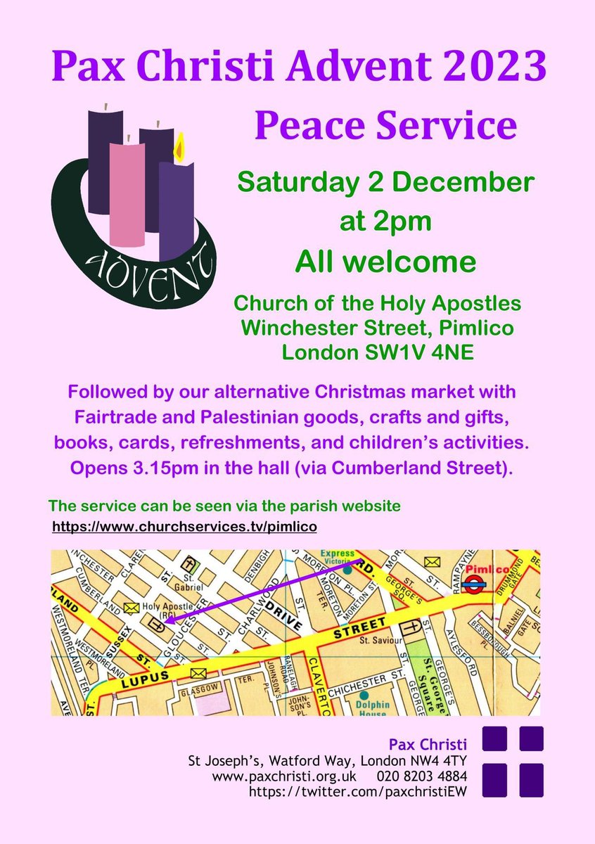 paxchristiEW's tweet photo. Please join us at our Advent Service in person or online https://t.co/8dBHdnukVM
No need to register beforehand!
Followed by Alternative Christmas Market. @ICN_UK @NJandPNetwork @Passionists @WestminsterJP @SistersofPeace https://t.co/WlvbNZ1hQ1