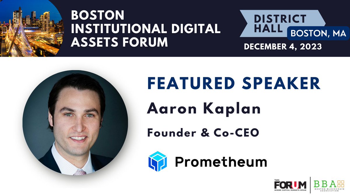 Join @PrometheumInc's Aaron Kaplan at the Boston Institutional Digital Assets Forum on Dec. 4, where he'll be speaking on the future of Prometheum and the digital asset marketplace. Register here: bit.ly/410v72p #digitalassetsecurities #digitalassets #digitalsecurities