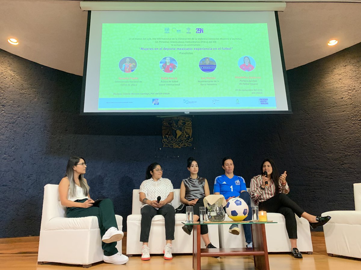 ierunam's tweet photo. Iniciamos la Jornada “Mujeres en el deporte mexicano 🥅⚽️🏃🏽‍♀️” organizada por las #POCs del #IER en el marco del #25N

🎤 Conversatorio “Mujeres en el deporte mexicano: experiencia en el fútbol”

#PrevenirEsInvertirEnLaIgualdad #SiGanaUnaGanamosTodas 💟 https://t.co/yYSXoRskMW