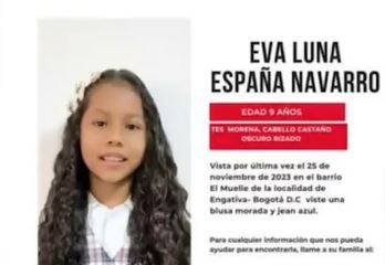 NoticiasRCN's tweet photo. #ATENCIÓN | Autoridades confirman que la pequeña Eva Luna España, de 8 años, quien había desaparecido hace dos días, fue encontrada a las afueras de un centro comercial de Engativá. https://t.co/mkwGbcuIzo